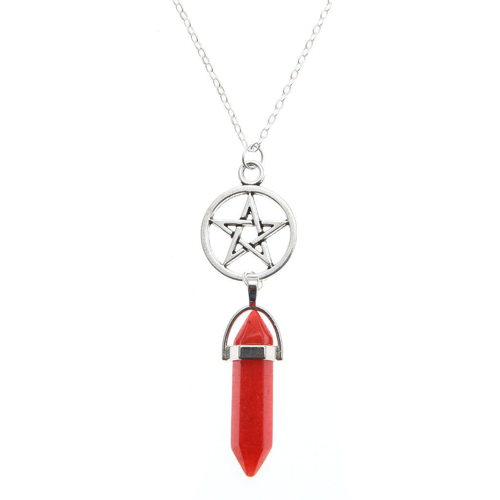 ZILPOIT  Natural Crystal Jewelry Hexagon Chakra Necklace Pentagram Star Pendant Necklace #543