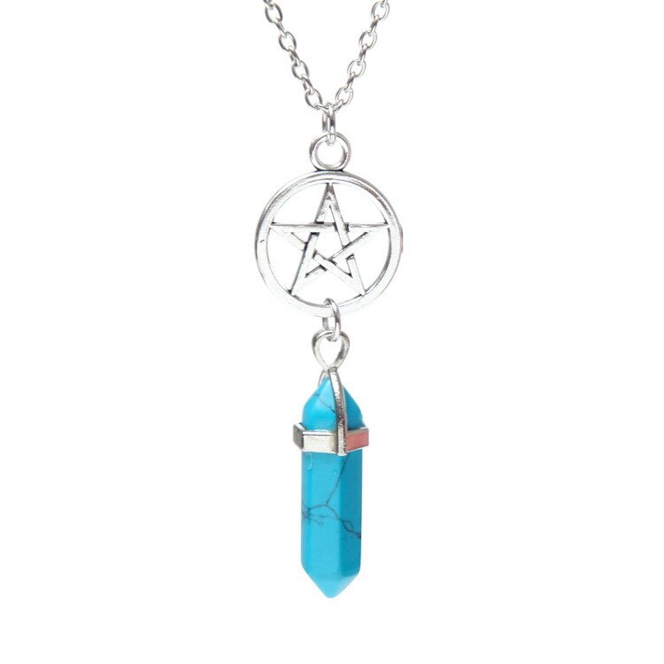ZILPOIT  Natural Crystal Jewelry Hexagon Chakra Necklace Pentagram Star Pendant Necklace #543