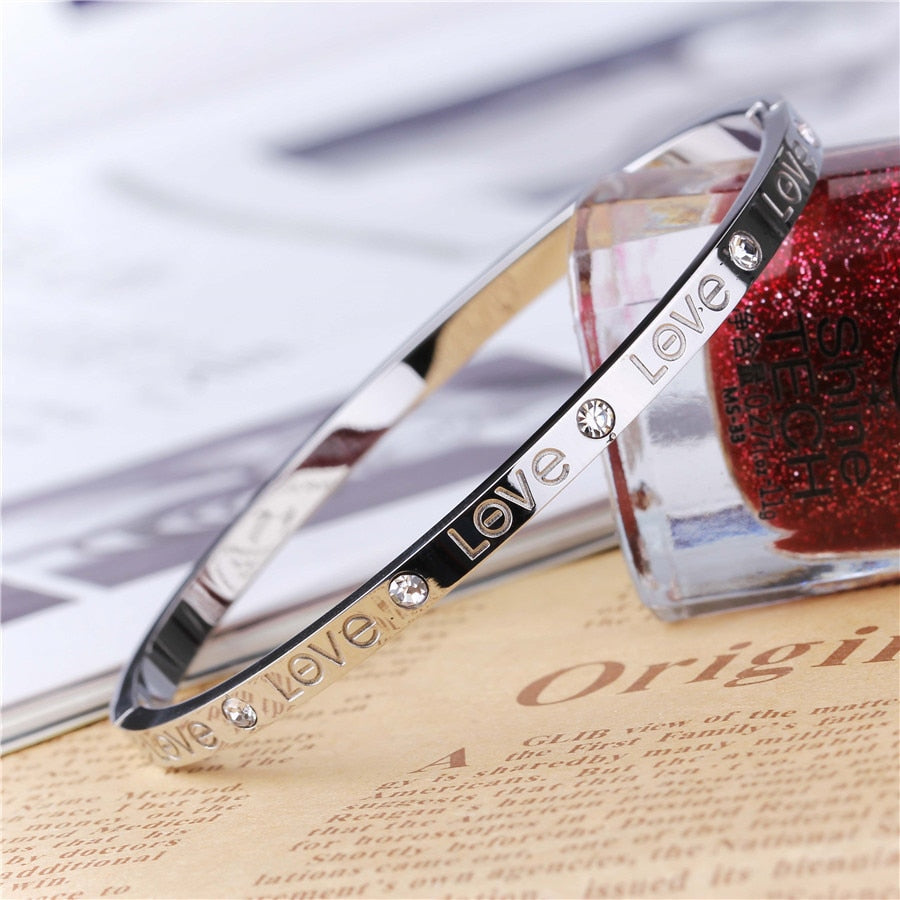 Fashion Love Bangles For Women Stainless Steel PVD Gold Silver Rose Gold Brand Jewelry Gift Wristband Bracelet Women 2020