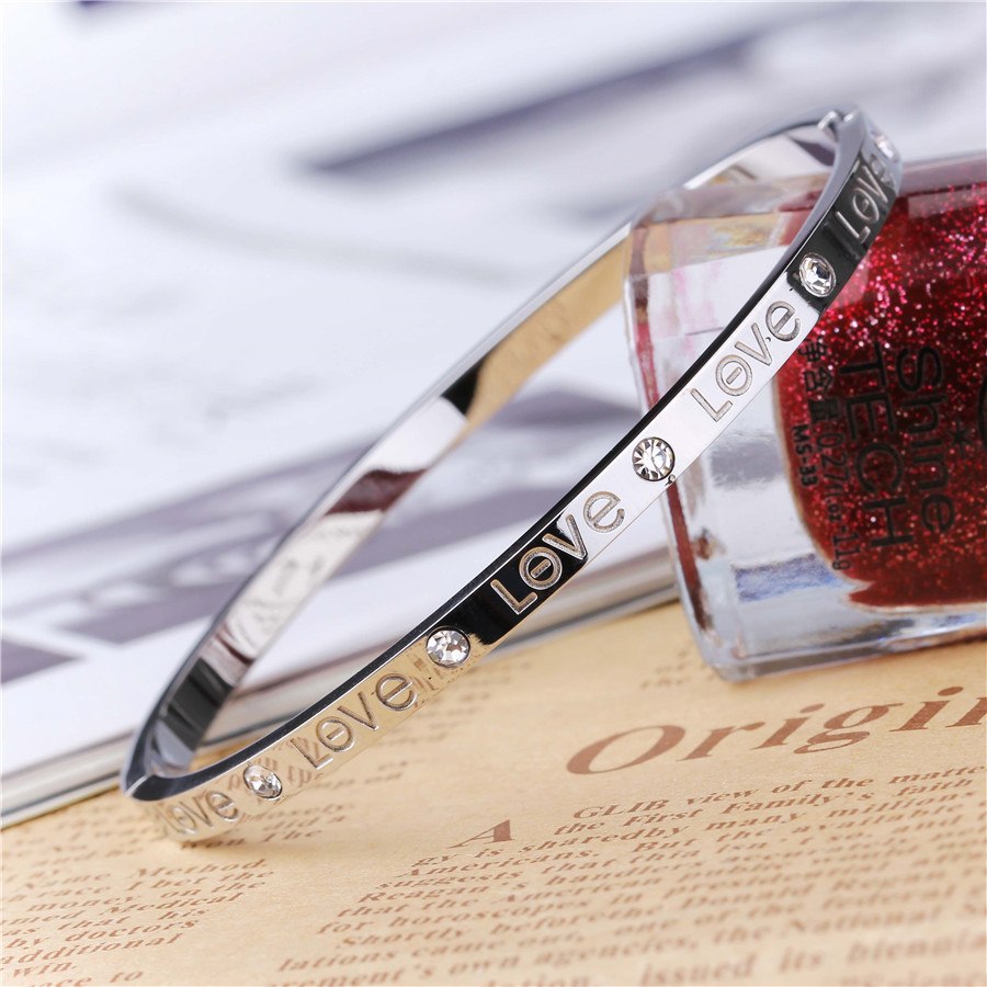 Fashion Love Bangles For Women Stainless Steel PVD Gold Silver Rose Gold Brand Jewelry Gift Wristband Bracelet Women 2020