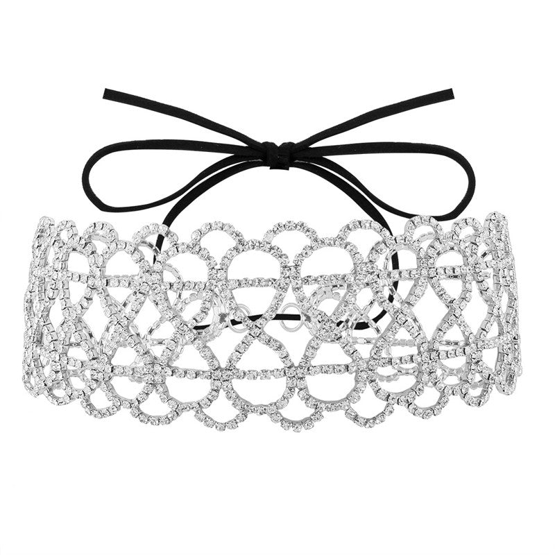 Rhinestone choker Crystal Gem Luxury Chokers Collar Bow tie chocker chunky Statement necklaces jewelry Accessories