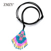 ZMZY Boho Beaded Sweater Miyuki Beads Necklace Tassel Colliers Choker Gifts Women Pendant Necklace Ethnic Jewelry