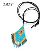 ZMZY Boho Beaded Sweater Miyuki Beads Necklace Tassel Colliers Choker Gifts Women Pendant Necklace Ethnic Jewelry