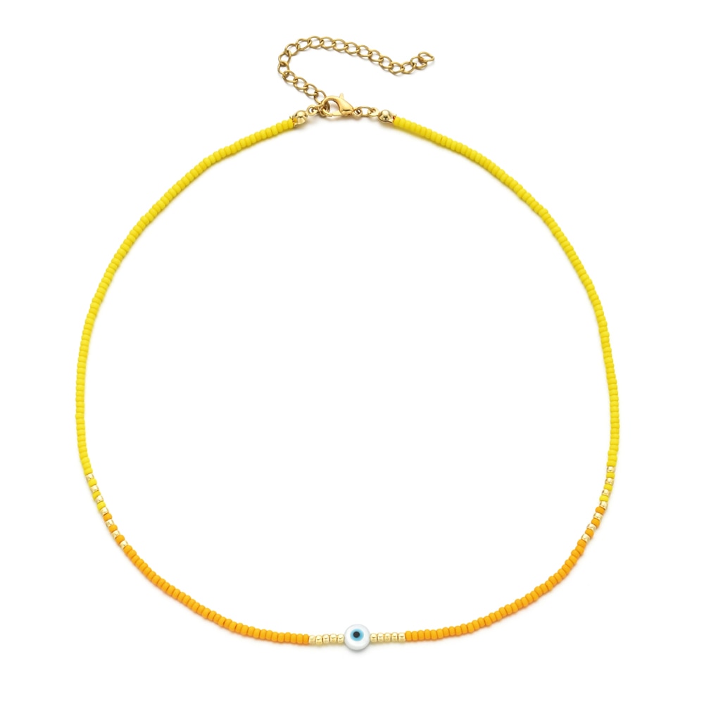 ZMZY Boho Thin Necklace Colorful Miyuki Beads Necklace Cute Evil Eye Charm Necklaces For Women  Jewelery Collier
