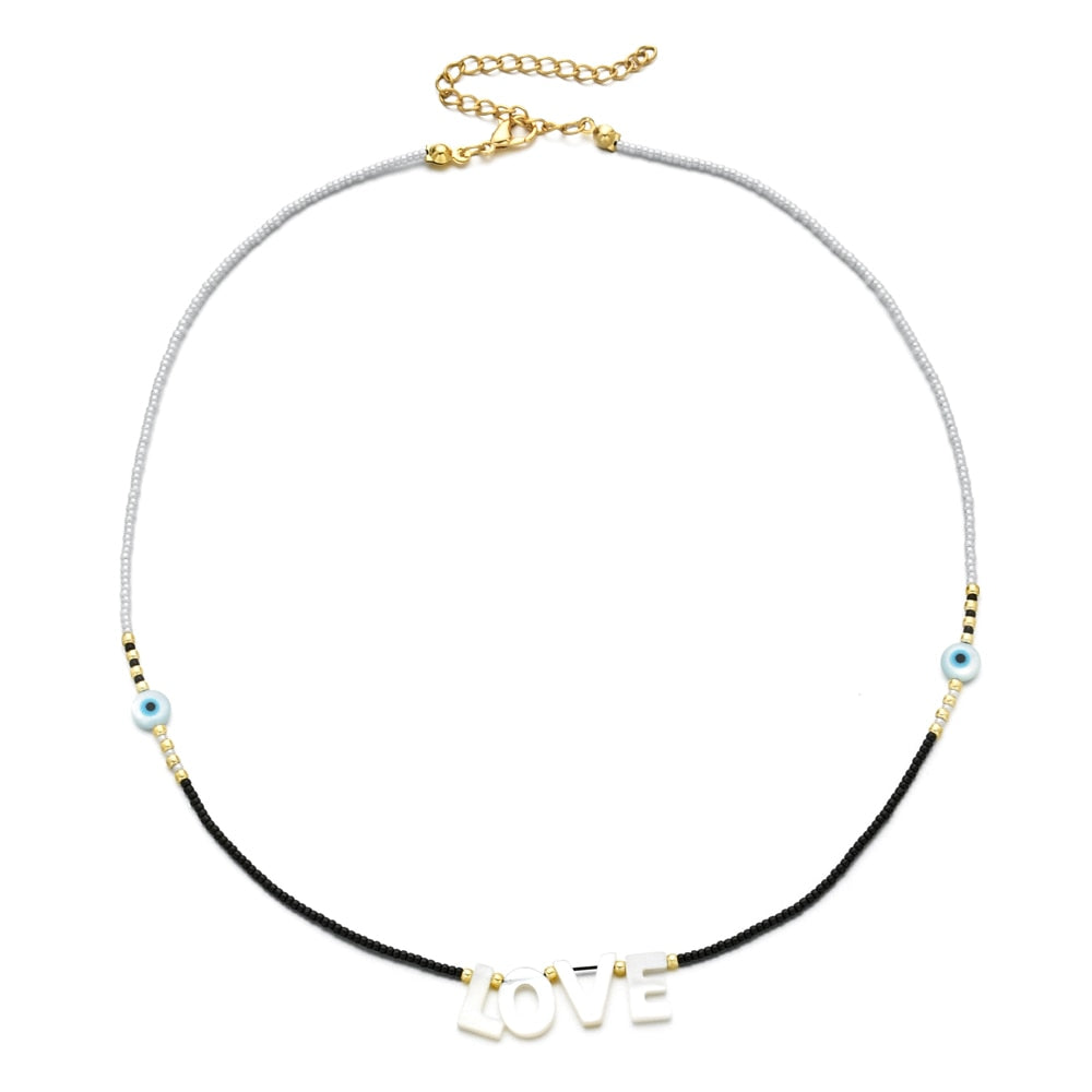 ZMZY Boho Thin Necklace Colorful Miyuki Beads Necklace Cute Evil Eye Charm Necklaces For Women  Jewelery Collier