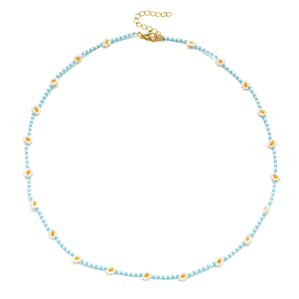 ZMZY Hand Bohemian Miyuki Bead Flower Choker Necklaces For Women Girl Daisy Creative Party Necklace Female Jewelry