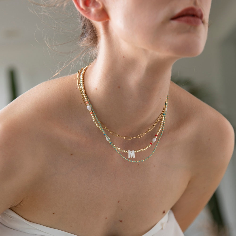 ZMZY Miyuki Bead Flower Necklace Multicolor Choker Necklace Simple Cute Strand Daisy Colorful Women String Collar Gift