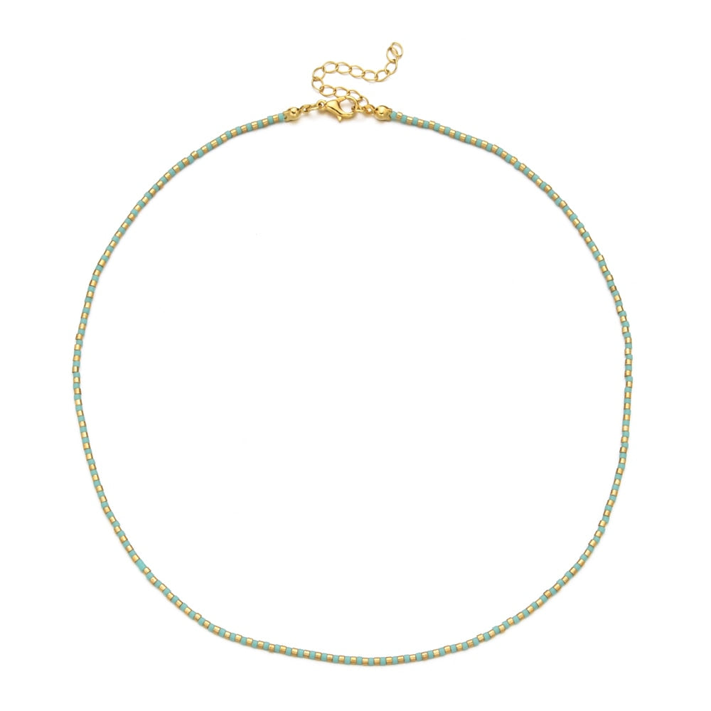 ZMZY Miyuki Bead Flower Necklace Multicolor Choker Necklace Simple Cute Strand Daisy Colorful Women String Collar Gift