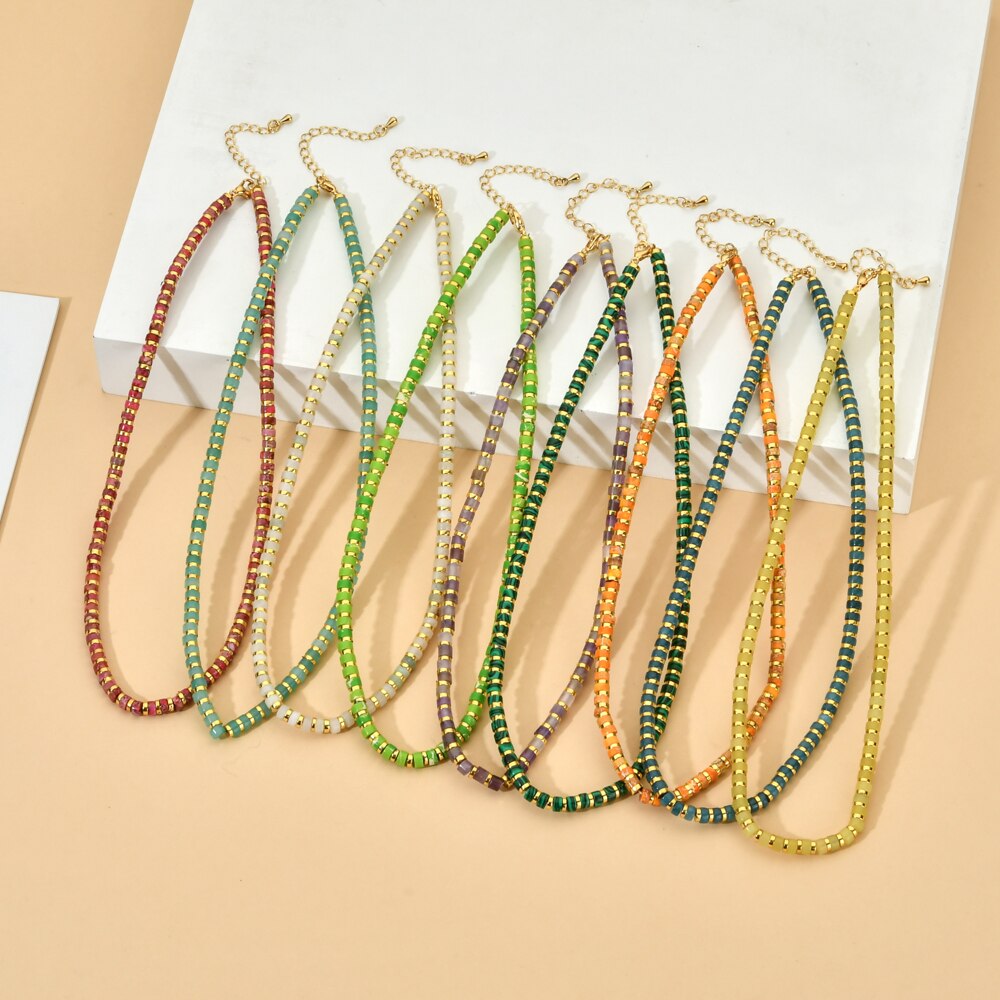 ZMZY Natural Stone Space Beads Vintage Choker Necklace Femme Beaded Collar Bohemia Necklace Strand Bracelets Jewelry Bijoux