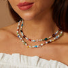 ZMZY Colour Boho Natural Fresh Water Pearl Necklace Color Liuli Glass Flower Beads Choker Necklace Beach Femme Jewelry Gift