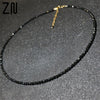 ZN 2021 Trendy Black Crystal Beads Short Necklaces For Women Sexy Clavicle Chain Female Bride Wedding Choker Necklace Jewelry