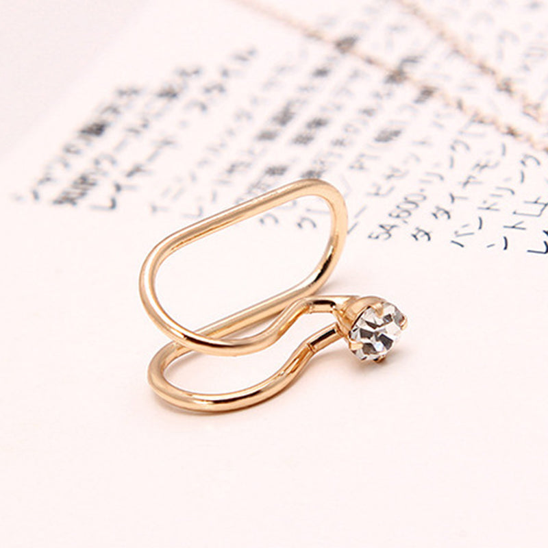 Unisex Summer Style Gold/Silver Color Crystal Tragus Ear Cuff Clip Earrings For Women Fashion Earing