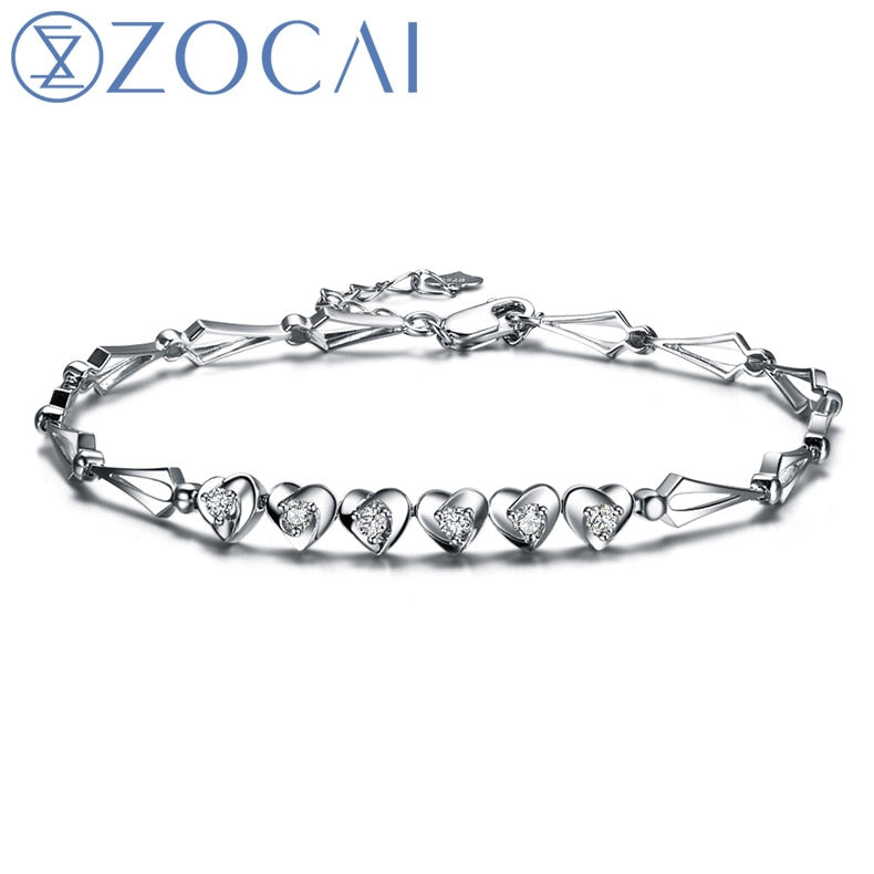BRAND BRACELET HEART TO HEART 0.25 CT CERTIFIED DIAMOND 18K WHITE GOLD CHAIN BRACELET BRACELETS JEWELRY BANGLE S00314
