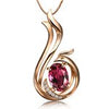 Brand Phoenix 0.4CT Rubellite Pendant Real 18K Gold Genuine 0.02 CT Certified Diamond with 925 Silver Chain D03424