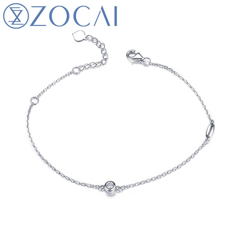 Real Natural 0.08 CT Diamond Certified H / SI in 18K White / Rose / Yellow Gold (AU750) Bracelet