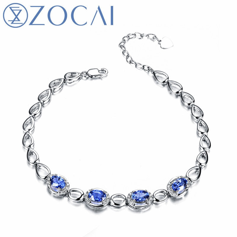brand ZODIAC Blue mood 18K white gold 2.0 ct sapphire 0.15 ct diamond bracelet fine jewelry 18K rose gold avaible S00514