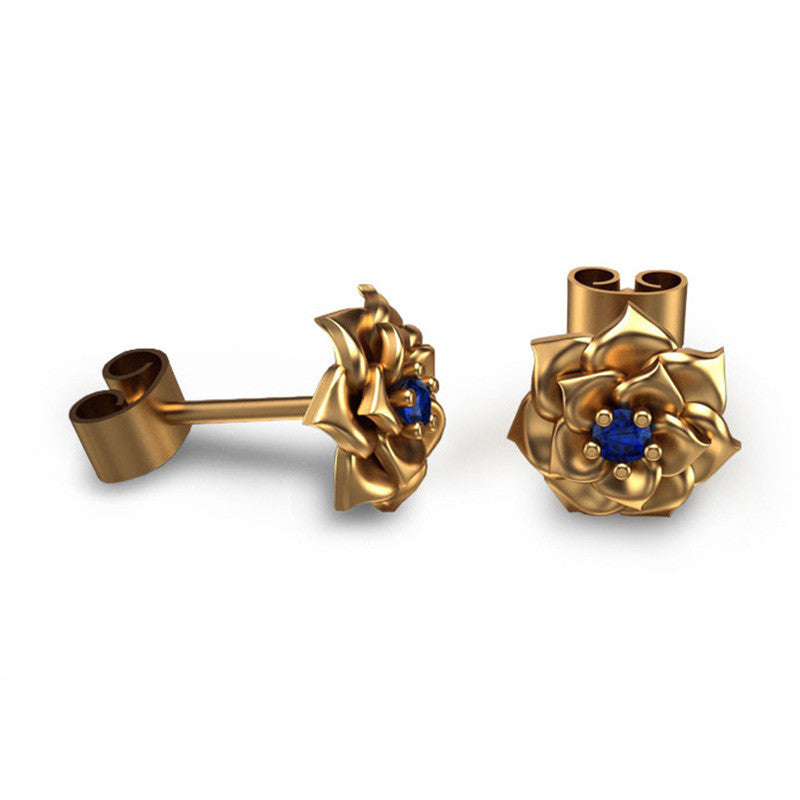 2020 New Fashion Gold/Rose Gold/Silver Color Rose Flower Stud Earrings for Woman Brand Femme Accessories