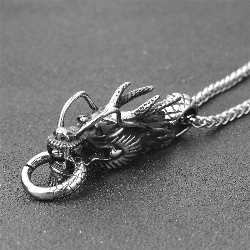 2020 New Punk Retro Jewelry Silver Color Dragon Pendant Necklace Stainless steel for Man Gift Drop Shipping