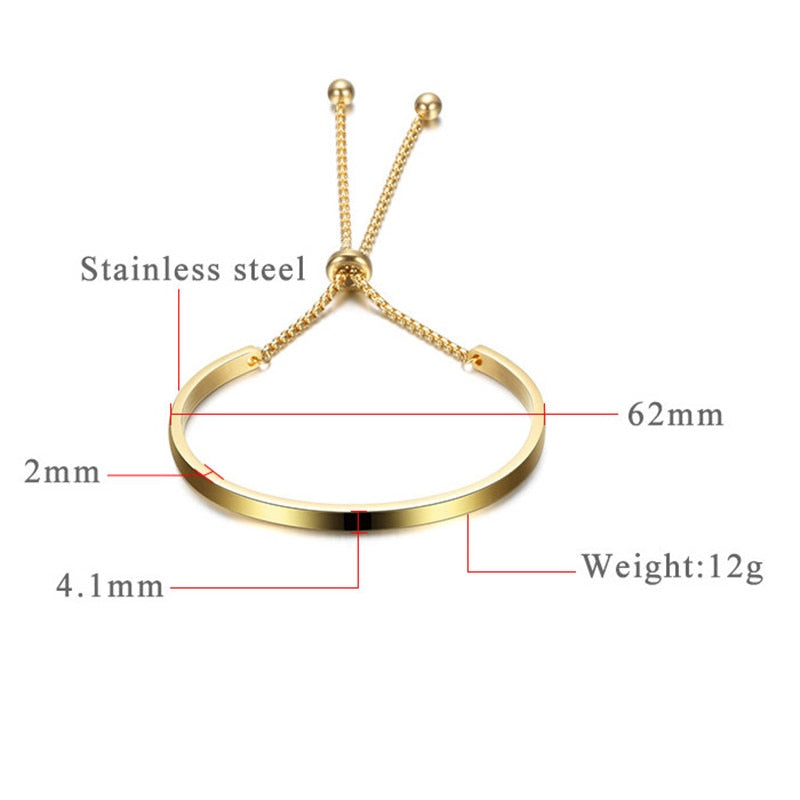ZORCVENS 2021   Gold Stainless Steel Bangle Bracelets For Women Adjustable High Polished Bracelet