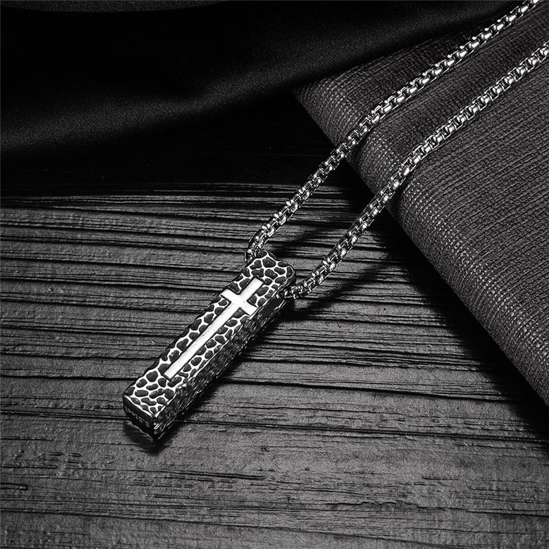 ZORCVENS 2022  Punk Vintage 316L Stainless Steel Cross Pendant Necklace for Men Jewelry Gifts