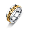 Fashion Men's Ring The Punk Rock Accessories Stainless Steel Black Chain Spinner Rings For Men 3 Color