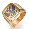 New Fashion Gold Color Men Stainless Steel The Russian Emblem Ring For Men