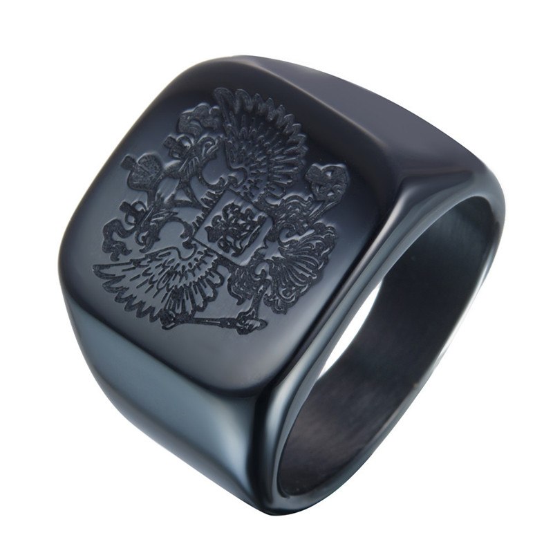 New Fashion Gold Color Men Stainless Steel The Russian Emblem Ring For Men
