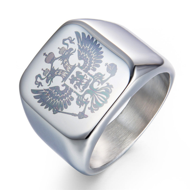 New Fashion Gold Color Men Stainless Steel The Russian Emblem Ring For Men