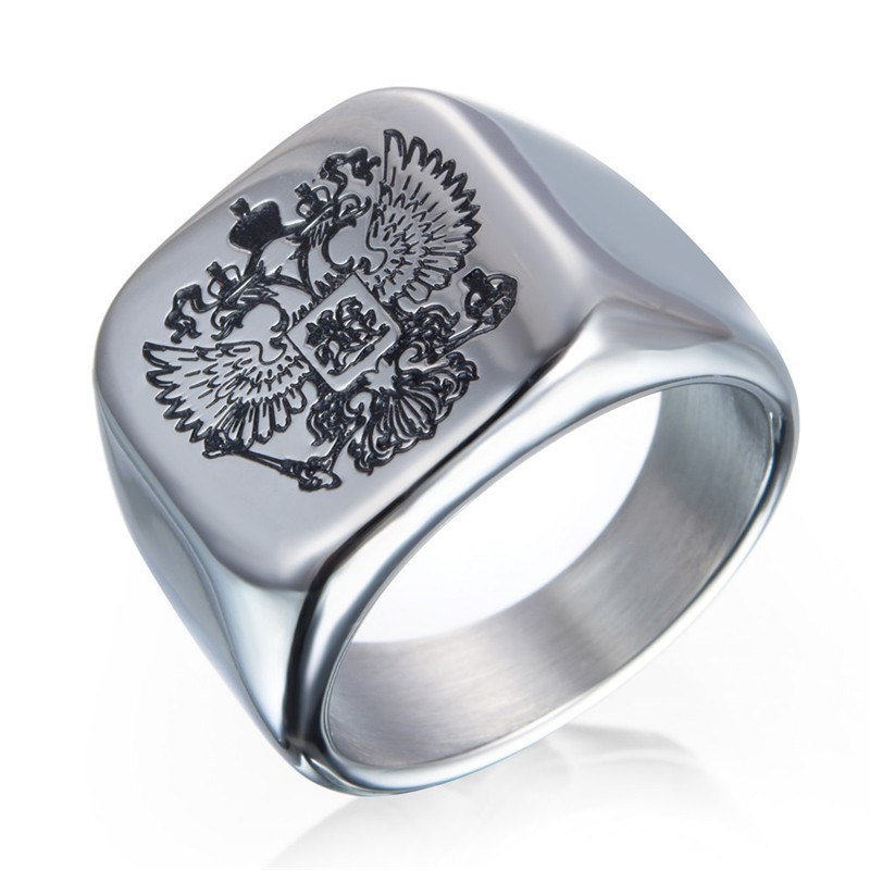 New Fashion Gold Color Men Stainless Steel The Russian Emblem Ring For Men