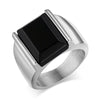 ZORCVENS  Male Punk Rock Smooth 316L Stainless Steel Cubic Zircon Ring For Men Hip Hop Party Male Wedding Jewelry