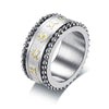 New Rotatable Mantra Ring for Men 11MM Stainless Steel Prayer Religious Male Spinner Anel Jewelry