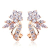Rose Gold Color Classic Austria Cubic Zircon Crystal Flower Tiny Cubic Zirconia Elegant Drop Earrings for Women