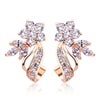 Rose Gold Color Classic Austria Cubic Zircon Crystal Flower Tiny Cubic Zirconia Elegant Drop Earrings for Women