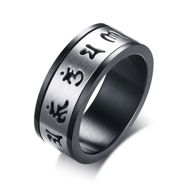 Unique Spinner Om Mani Padme Hum Ring For Men Stainless Steel Mantra Buddhism Ring Party Anniversary jewelry