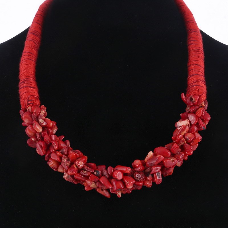 2020 Trendy Fashion Women's Chunky Necklace Bohemia Style Coral Stone Pendant Choker Statement Necklace Jewelry