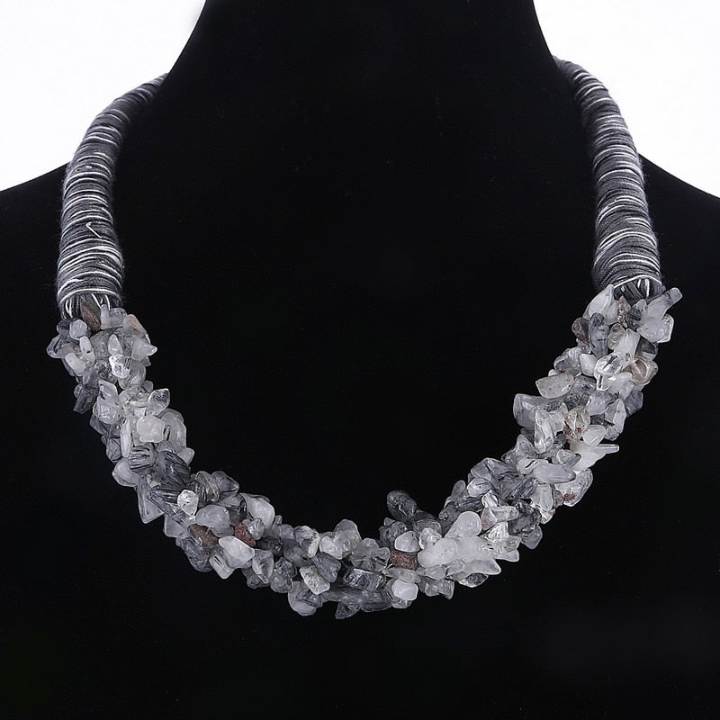 2020 Trendy Fashion Women's Chunky Necklace Bohemia Style Coral Stone Pendant Choker Statement Necklace Jewelry