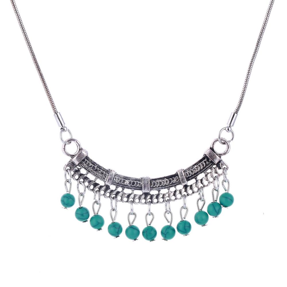 2020 Trendy Fashion Women's Chunky Necklace Bohemia Style Coral Stone Pendant Choker Statement Necklace Jewelry