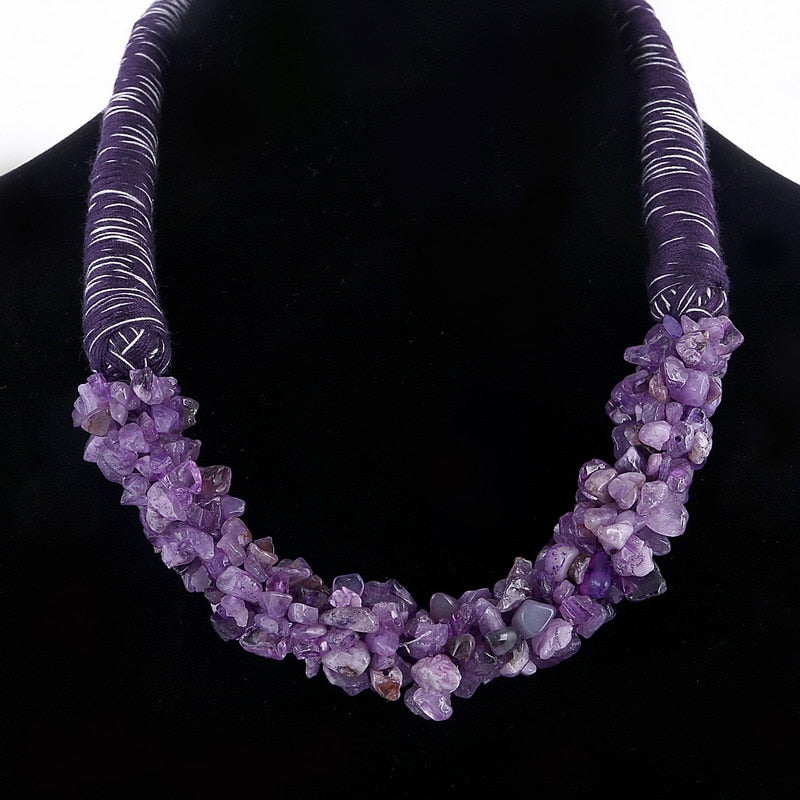 2020 Trendy Fashion Women's Chunky Necklace Bohemia Style Coral Stone Pendant Choker Statement Necklace Jewelry