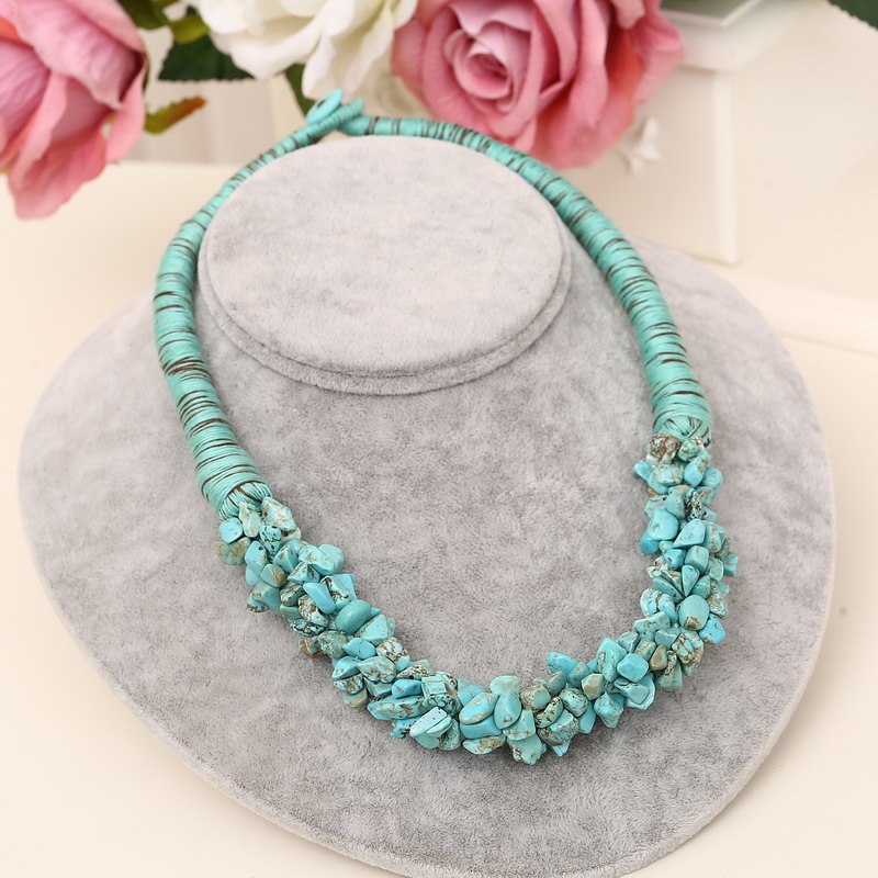 2020 Trendy Fashion Women's Chunky Necklace Bohemia Style Coral Stone Pendant Choker Statement Necklace Jewelry