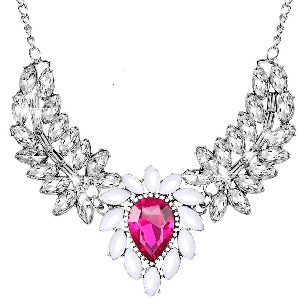 Brand Fashion women statement choker necklace silver plated chain ladies pendants necklaces crystal jewelry collier femme