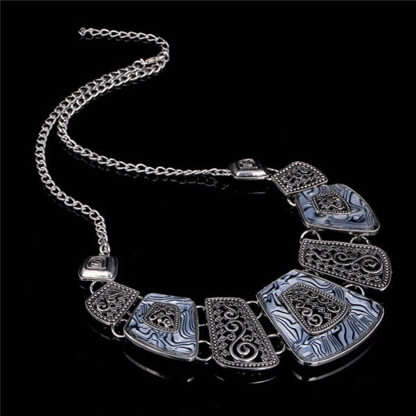 Collares Necklace Women Enamel Geometric Necklaces & Pendants Vintage Gold/Silver Choker Statement Necklace Collier Femme