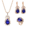 Crystal Jewelry Sets for Women Wedding Necklace Earrings Ring Bridal African Beads Party Jewellery Engagement Accessories