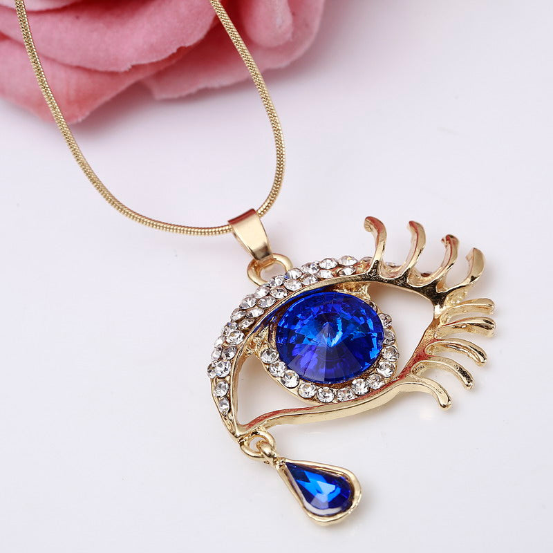 Fashion Choker pendants Necklace For Women Gems Blue Eyes Eyelash Tear Women Statement Necklace Wholesale Fashion Jewelry
