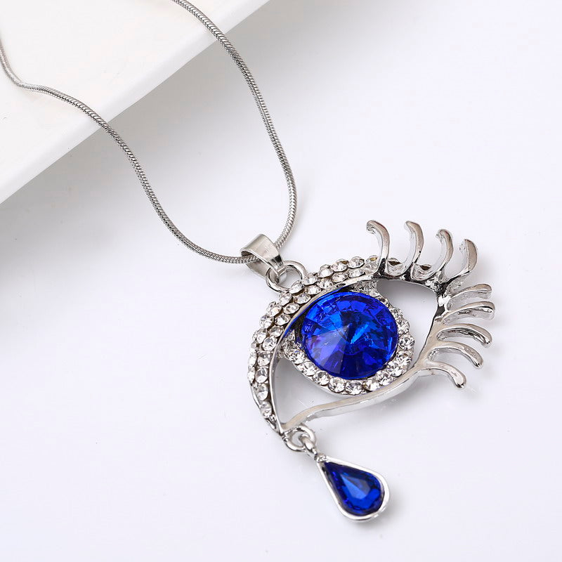 Fashion Choker pendants Necklace For Women Gems Blue Eyes Eyelash Tear Women Statement Necklace Wholesale Fashion Jewelry