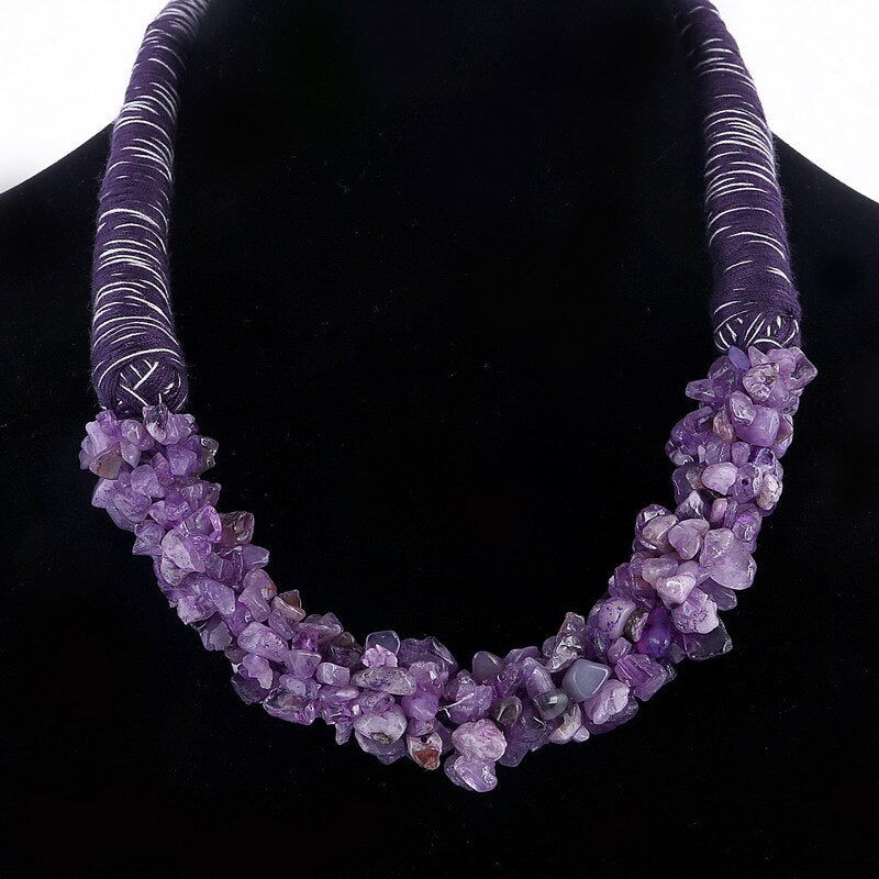 ZOSHI Natural Gravel Stone Necklace for Women Coral Stone Chokers Statement Necklace Collars Party Jewelry