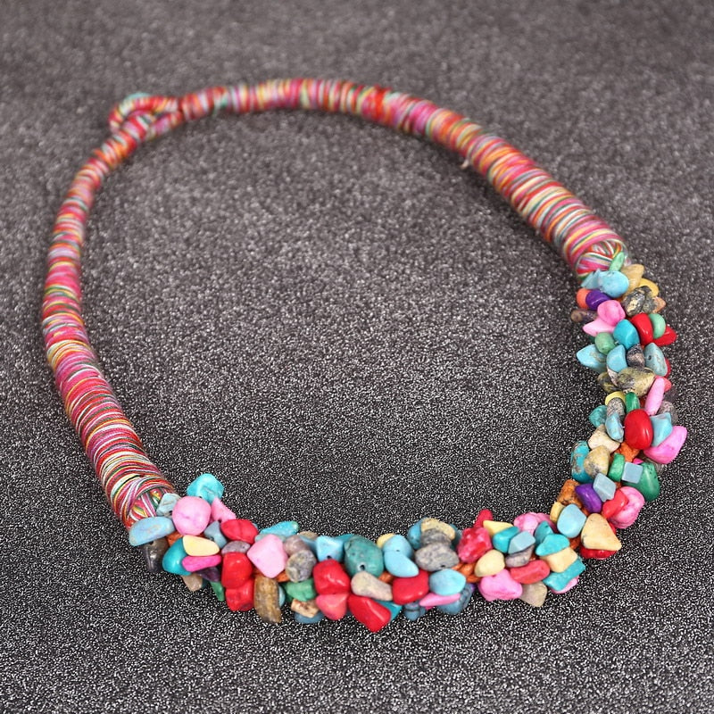 ZOSHI Natural Gravel Stone Necklace for Women Coral Stone Chokers Statement Necklace Collars Party Jewelry