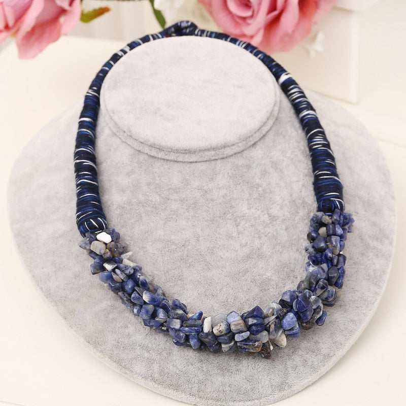 ZOSHI Natural Gravel Stone Necklace for Women Coral Stone Chokers Statement Necklace Collars Party Jewelry