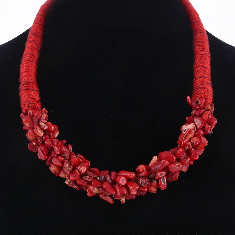 ZOSHI Natural Gravel Stone Necklace for Women Coral Stone Chokers Statement Necklace Collars Party Jewelry