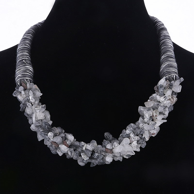 ZOSHI Natural Gravel Stone Necklace for Women Coral Stone Chokers Statement Necklace Collars Party Jewelry