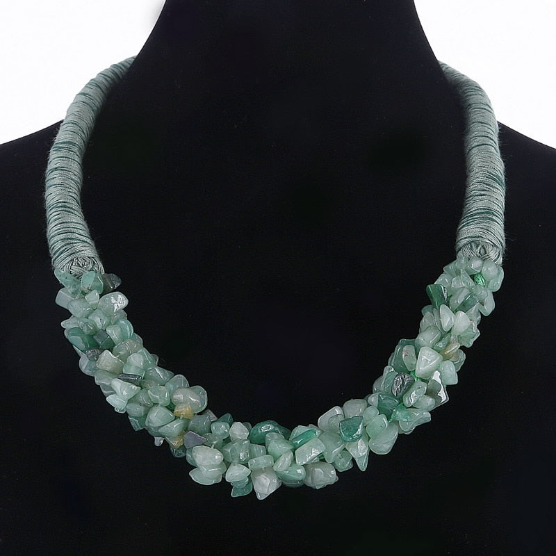 ZOSHI Natural Gravel Stone Necklace for Women Coral Stone Chokers Statement Necklace Collars Party Jewelry